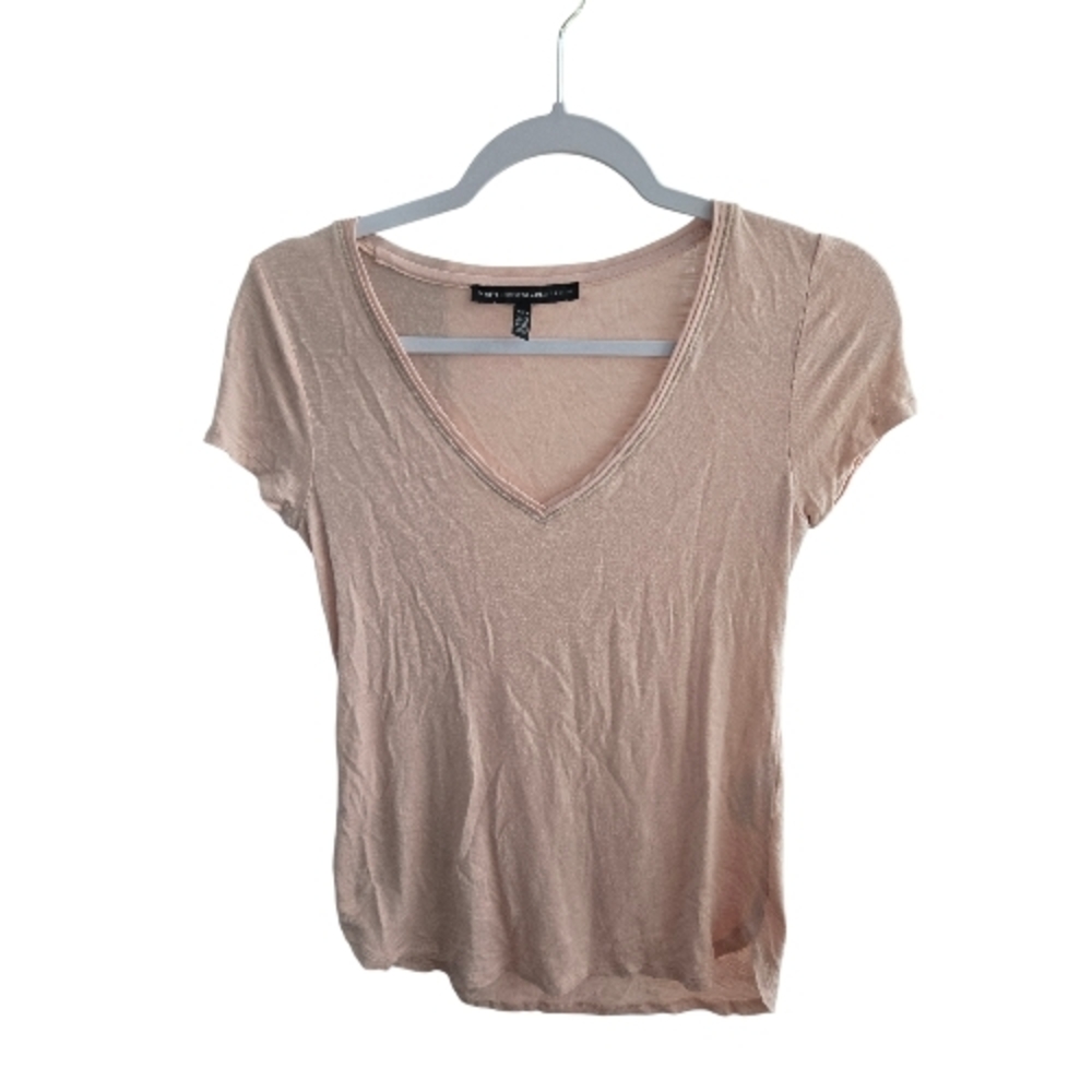 White House Black Market Modern Jersey Light Peach V-Neck Tee XXS